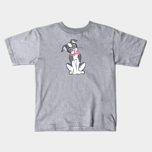 Boston Terrier with Glasses & Bowtie Kids T-Shirt